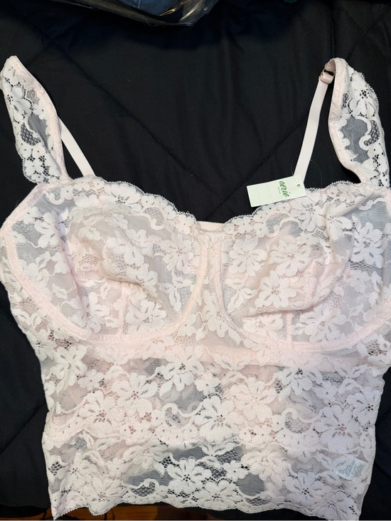 aerie Other - Aerie Floral Lace Bustier Corset Crop Top Blush Pink XL NWT Underwire Bralette